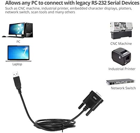 SIIG 1-PORT USB תעשייתי ל- RS-232 DB-9 כבל מתאם סדרתי, ללא התקנת מנהל התקן או תוכנה, PLUG ו- PLAY, [WINDOW/8/7/VISTA/XP,